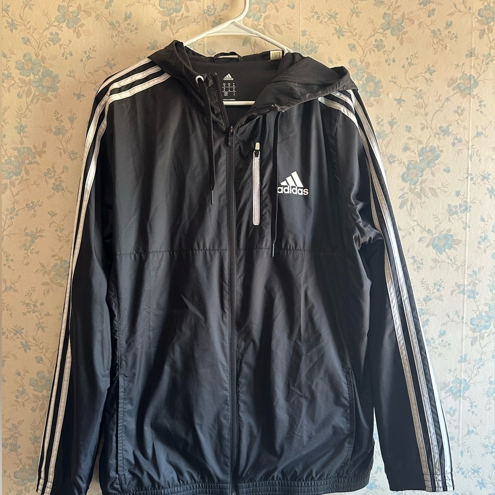 Adidas Mens Windbreaker Size M Black & White